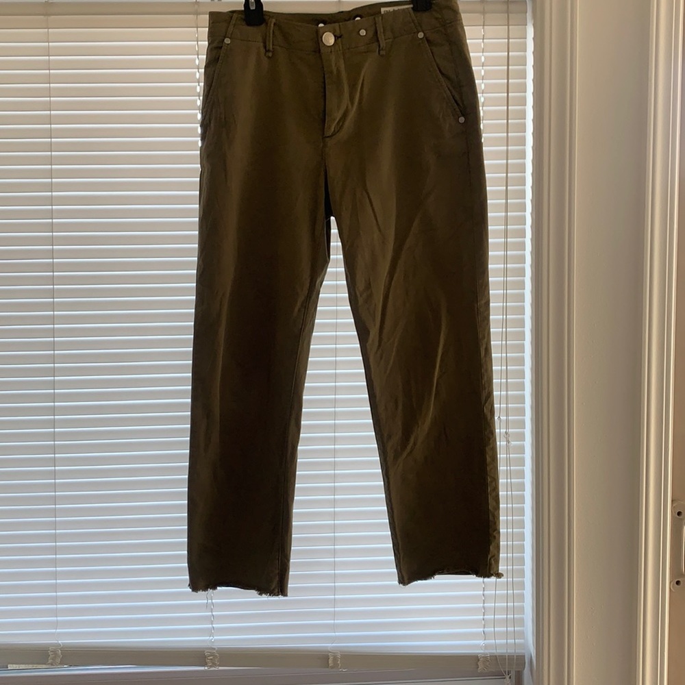Rag and bone army green cropped pants with frayed hem